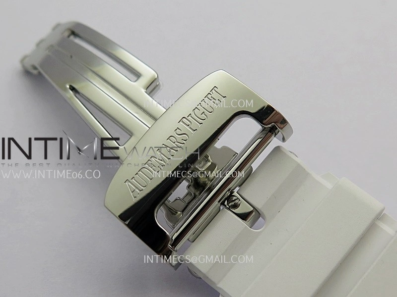 Royal Oak Chrono 26240 50th SS V2 DDF 1:1 Best Edition Silver Dial On White Rubber Strap Super Clone DD4401