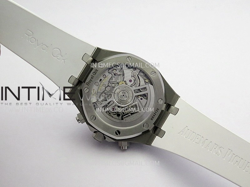 Royal Oak Chrono 26240 50th SS V2 DDF 1:1 Best Edition Silver Dial On White Rubber Strap Super Clone DD4401