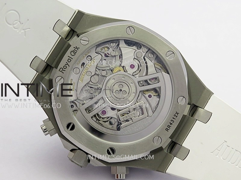 Royal Oak Chrono 26240 50th SS V2 DDF 1:1 Best Edition Silver Dial On White Rubber Strap Super Clone DD4401