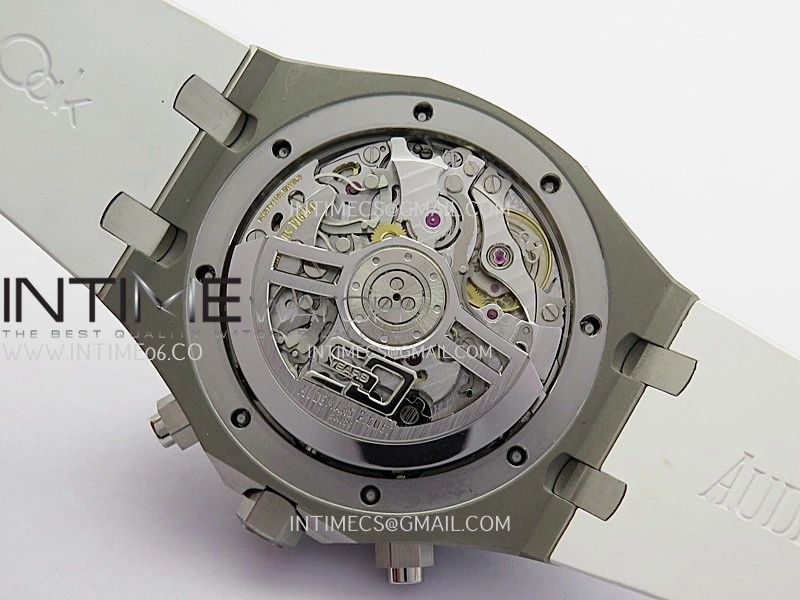 Royal Oak Chrono 26240 50th SS V2 DDF 1:1 Best Edition Silver Dial On White Rubber Strap Super Clone DD4401