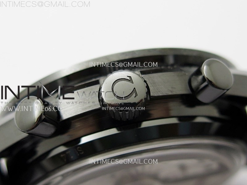 Speedmaster "Dark Side of The Moon" Real Ceramic N1F 1:1 Best Edition Black Dial on Black Leather Strap A9300