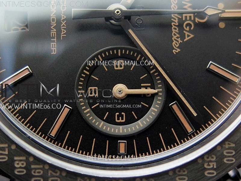 Speedmaster "Dark Side of The Moon" Real Ceramic N1F 1:1 Best Edition Black Dial on Brown Leather Strap A9300