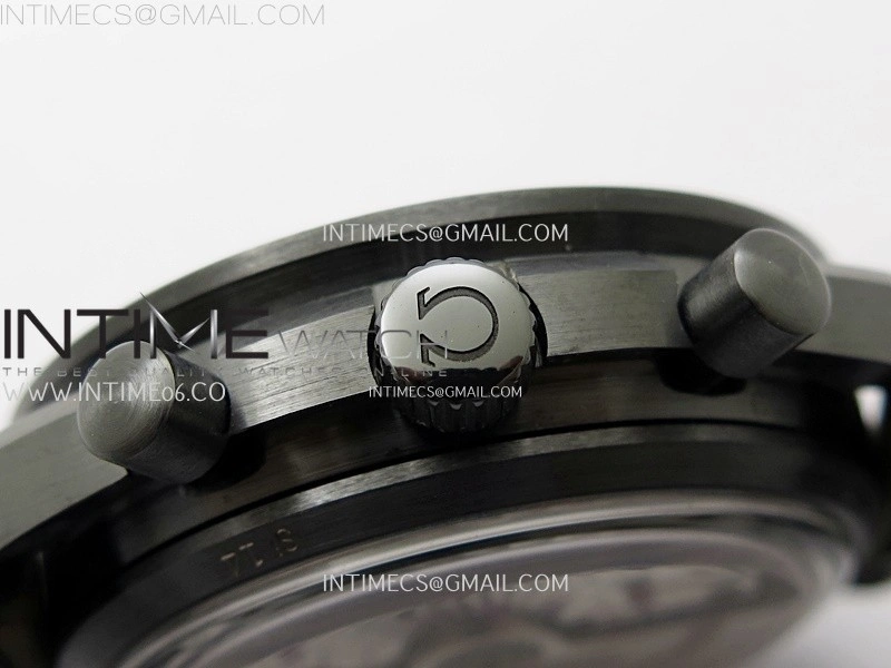 Speedmaster "Dark Side of The Moon" Real Ceramic N1F 1:1 Best Edition Black Dial on Brown Leather Strap A9300