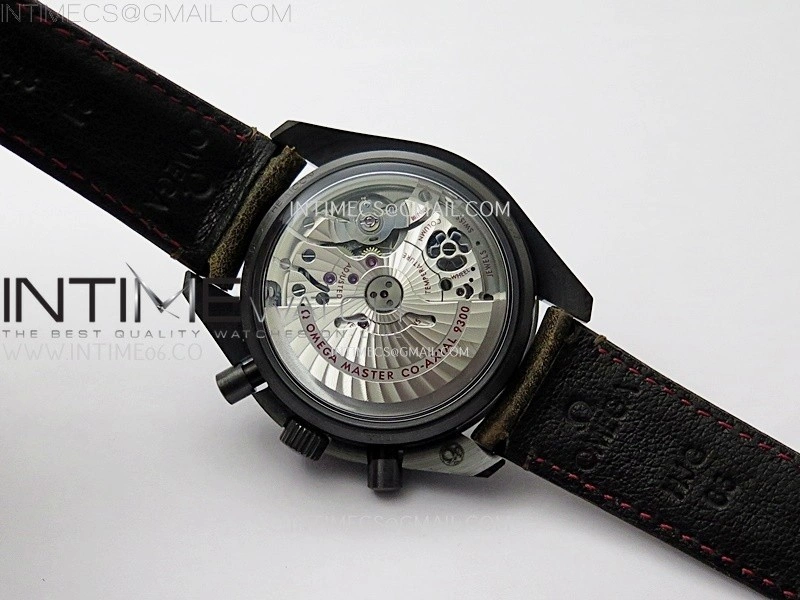 Speedmaster "Dark Side of The Moon" Real Ceramic N1F 1:1 Best Edition Black Dial on Brown Leather Strap A9300