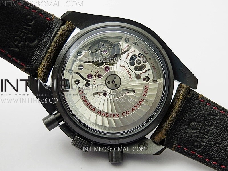 Speedmaster "Dark Side of The Moon" Real Ceramic N1F 1:1 Best Edition Black Dial on Brown Leather Strap A9300