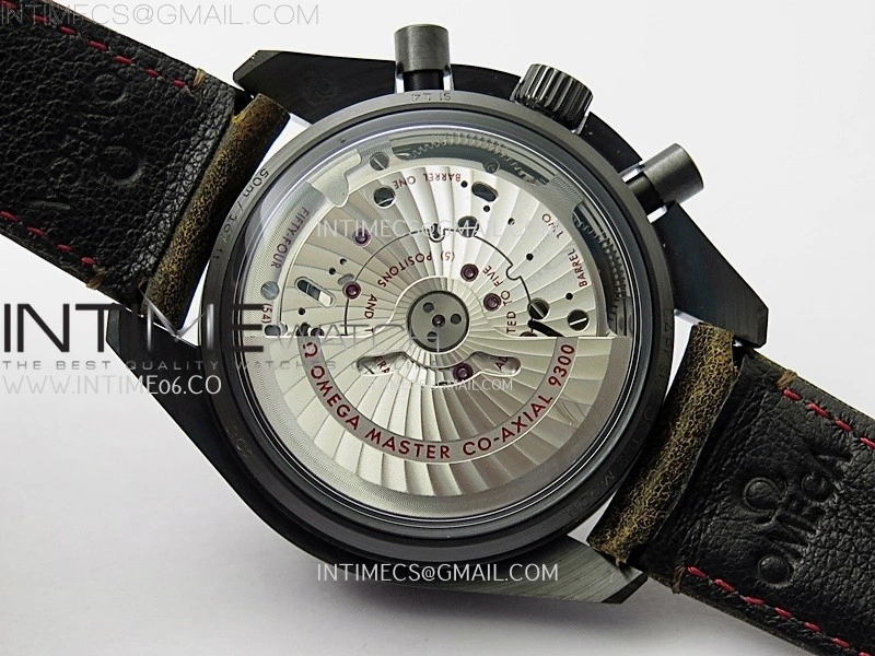Speedmaster "Dark Side of The Moon" Real Ceramic N1F 1:1 Best Edition Black Dial on Brown Leather Strap A9300