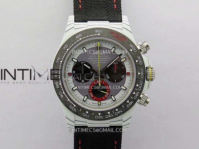 Daytona DIW White Carbon DIWF Best Edition Gray Dial Black Subdial On Black Nylon Strap A4801