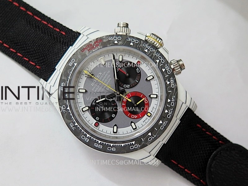 Daytona DIW White Carbon DIWF Best Edition Gray Dial Black Subdial On Black Nylon Strap A4801