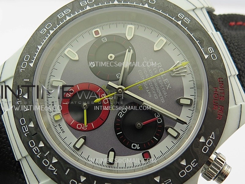 Daytona DIW White Carbon DIWF Best Edition Gray Dial Black Subdial On Black Nylon Strap A4801
