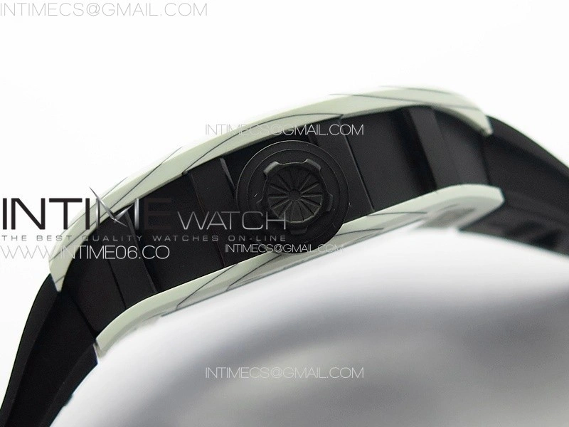 RM052 Skull White Carbon Real Tourbillon YSF 1:1 Best Edition Skull Dial on Black Rubber Strap