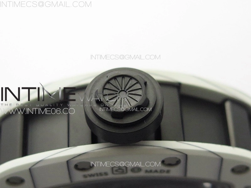 RM052 Skull White Carbon Real Tourbillon YSF 1:1 Best Edition Skull Dial on Black Rubber Strap