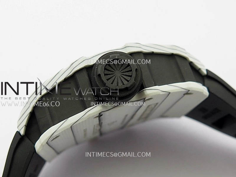 RM035-01 White Carbon ZF Best Edition Skeleton Dial On White Black Strap Super Clone RMUL2