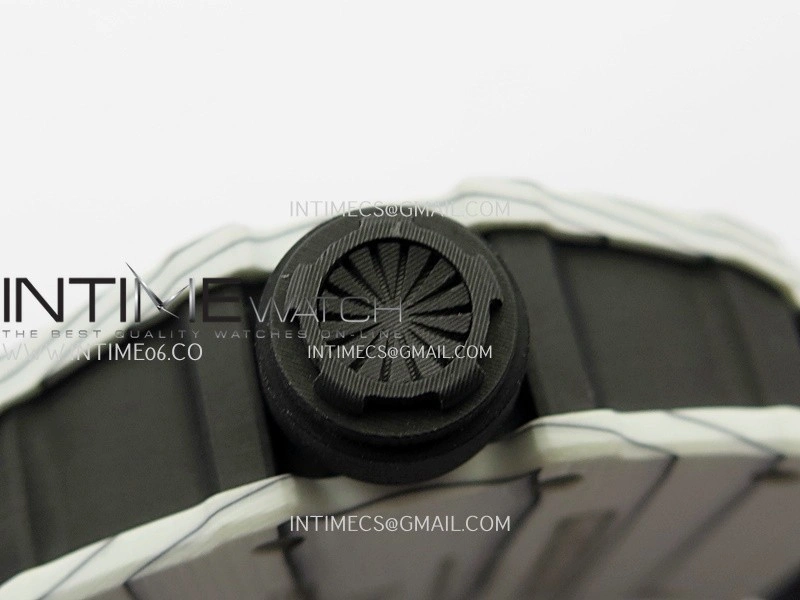 RM035-01 White Carbon ZF Best Edition Skeleton Dial On White Black Strap Super Clone RMUL2