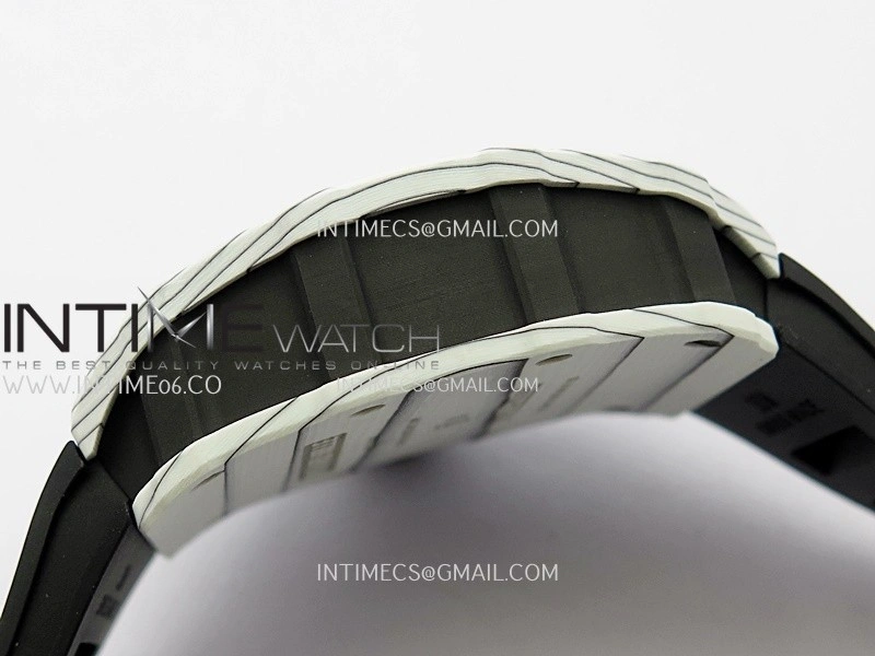RM035-01 White Carbon ZF Best Edition Skeleton Dial On White Black Strap Super Clone RMUL2