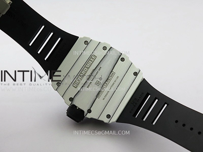 RM035-01 White Carbon ZF Best Edition Skeleton Dial On White Black Strap Super Clone RMUL2