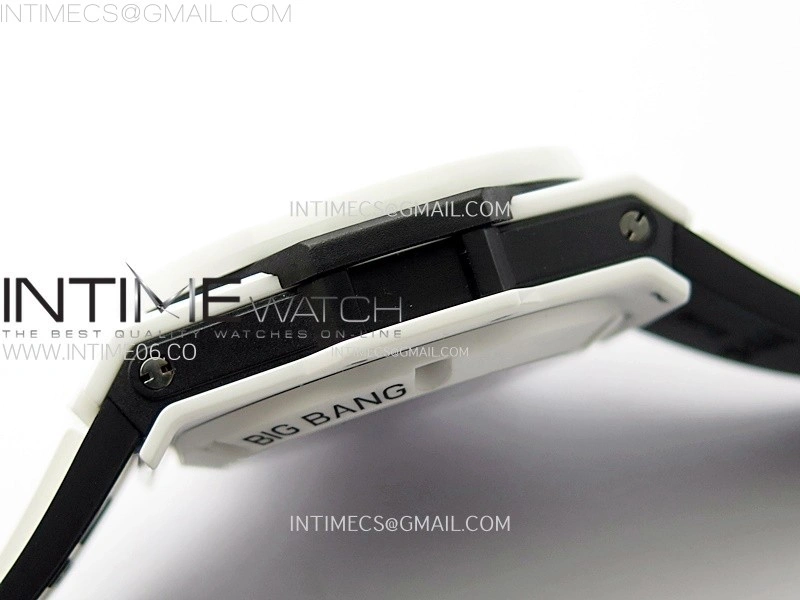Hublot Big Bang Unico 42mm Real White Ceramic BBF 1:1 Best Edition Black Skeleton Dial on white Rubber Strap A1280