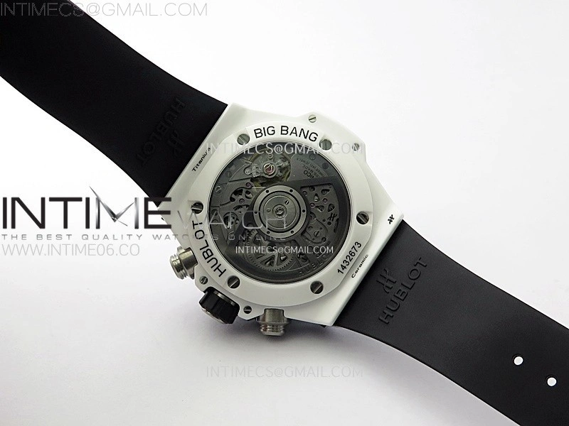 Hublot Big Bang Unico 42mm Real White Ceramic BBF 1:1 Best Edition Black Skeleton Dial on white Rubber Strap A1280