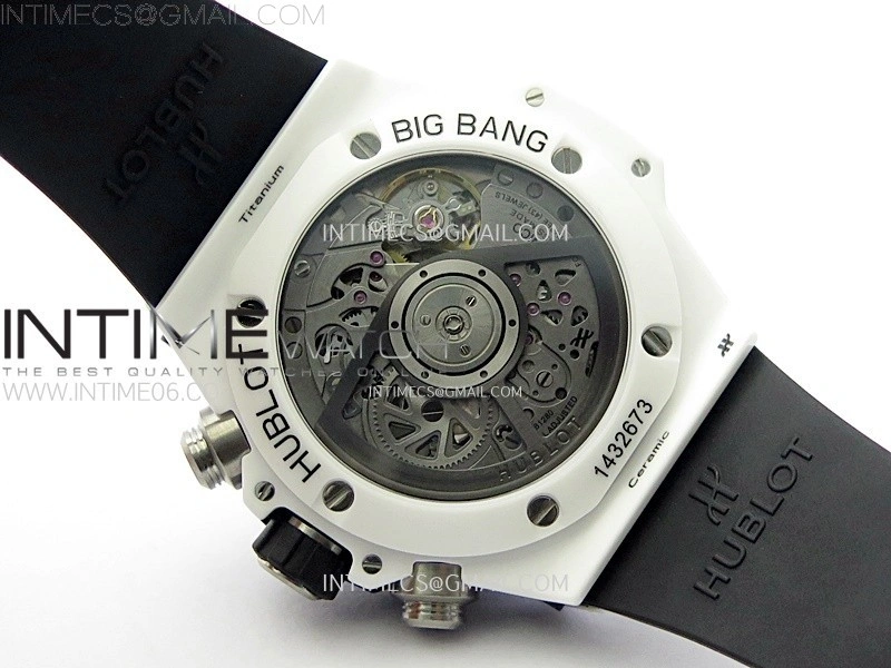 Hublot Big Bang Unico 42mm Real White Ceramic BBF 1:1 Best Edition Black Skeleton Dial on white Rubber Strap A1280