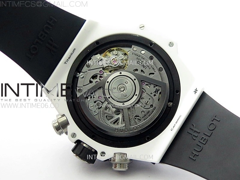 Hublot Big Bang Unico 42mm Real White Ceramic BBF 1:1 Best Edition Black Skeleton Dial on white Rubber Strap A1280