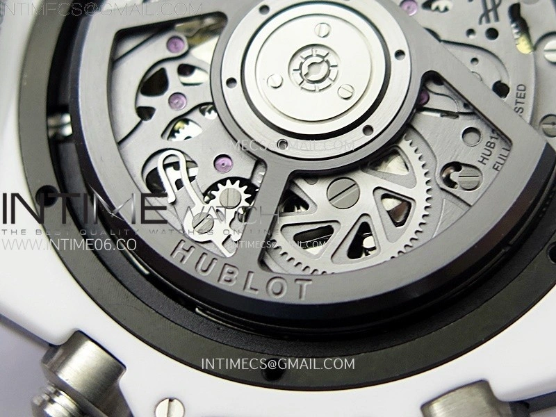 Hublot Big Bang Unico 42mm Real White Ceramic BBF 1:1 Best Edition Black Skeleton Dial on white Rubber Strap A1280