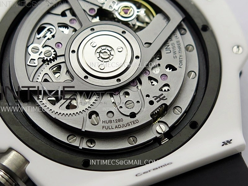 Hublot Big Bang Unico 42mm Real White Ceramic BBF 1:1 Best Edition Black Skeleton Dial on white Rubber Strap A1280