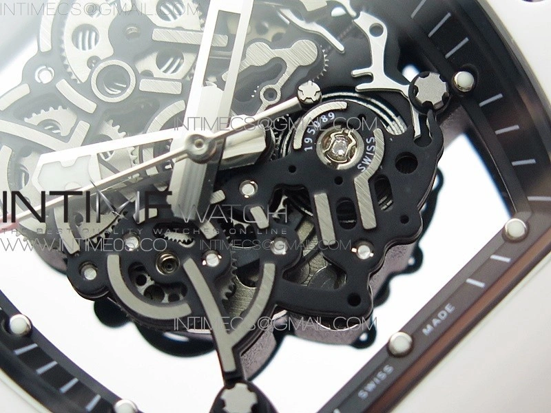 RM055 White Ceramic KVF Best Edition Skeleton Dial on Orange Rubber Strap MIYOTA8215 V3