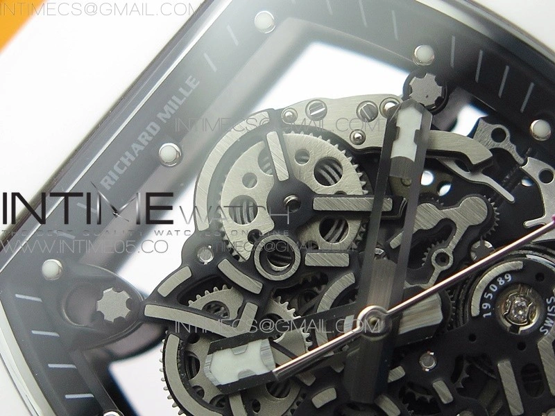 RM055 White Ceramic KVF Best Edition Skeleton Dial on Orange Rubber Strap MIYOTA8215 V3
