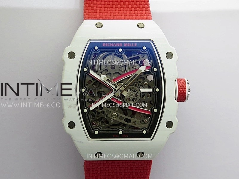 RM67-02 Charles White NTPT Umi Office 1:1 Red White Skeleton Dial On Red Nylon strap CRMA7 Clone V2