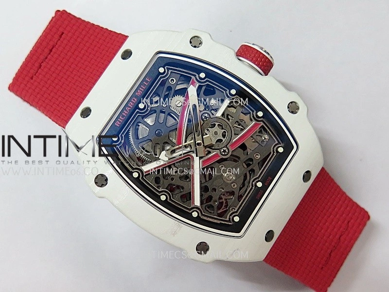 RM67-02 Charles White NTPT Umi Office 1:1 Red White Skeleton Dial On Red Nylon strap CRMA7 Clone V2