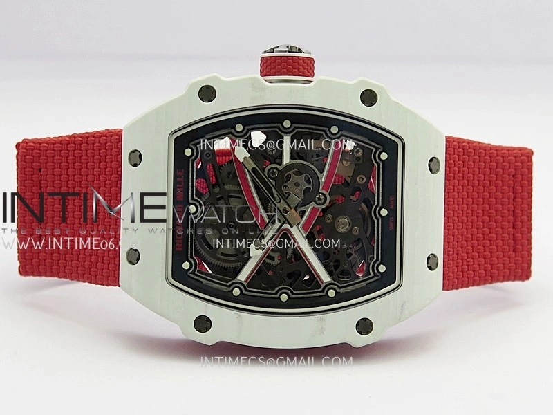 RM67-02 Charles White NTPT Umi Office 1:1 Red White Skeleton Dial On Red Nylon strap CRMA7 Clone V2