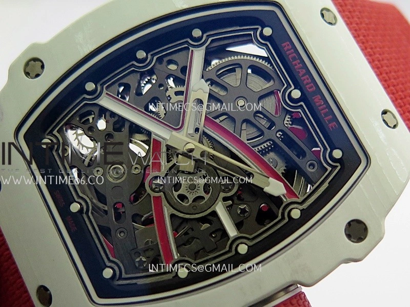 RM67-02 Charles White NTPT Umi Office 1:1 Red White Skeleton Dial On Red Nylon strap CRMA7 Clone V2