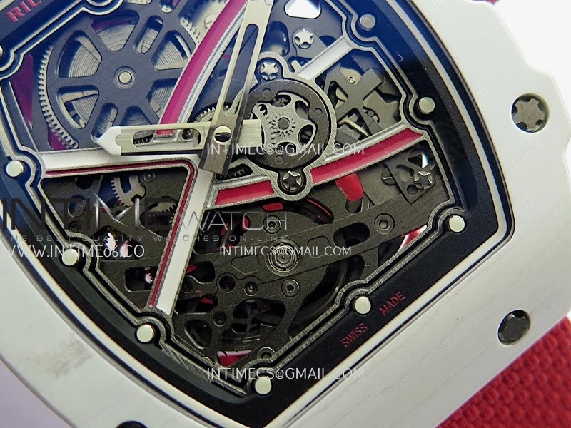 RM67-02 Charles White NTPT Umi Office 1:1 Red White Skeleton Dial On Red Nylon strap CRMA7 Clone V2