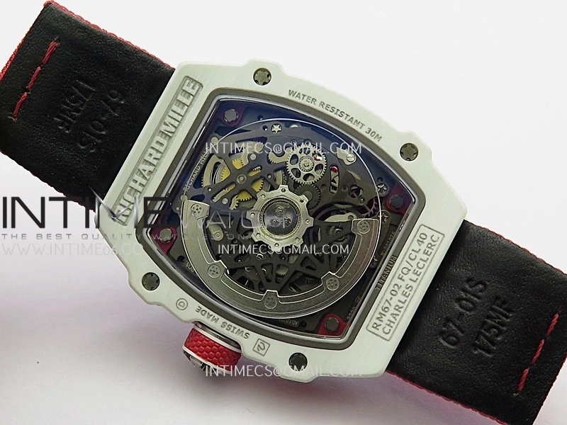 RM67-02 Charles White NTPT Umi Office 1:1 Red White Skeleton Dial On Red Nylon strap CRMA7 Clone V2