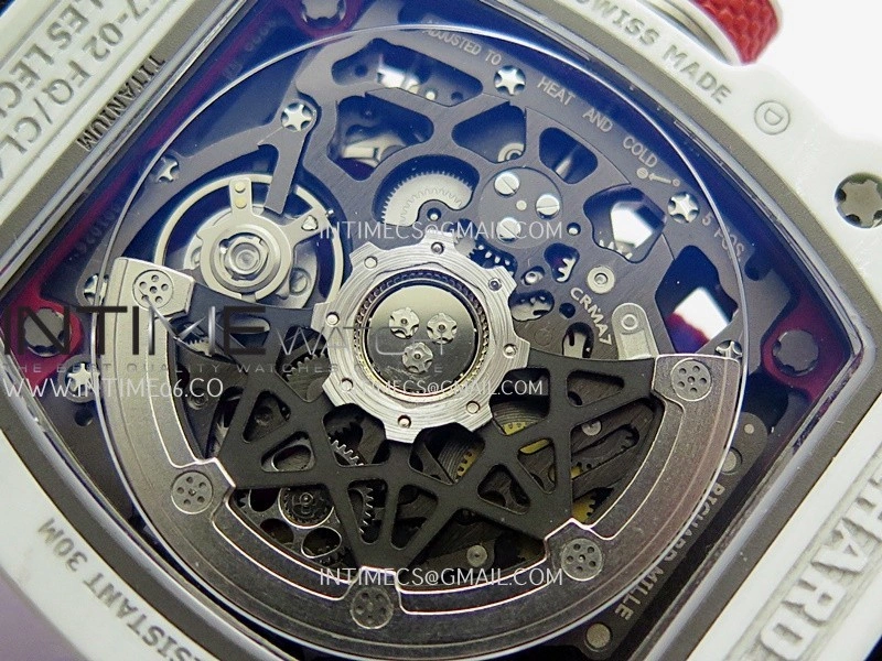 RM67-02 Charles White NTPT Umi Office 1:1 Red White Skeleton Dial On Red Nylon strap CRMA7 Clone V2