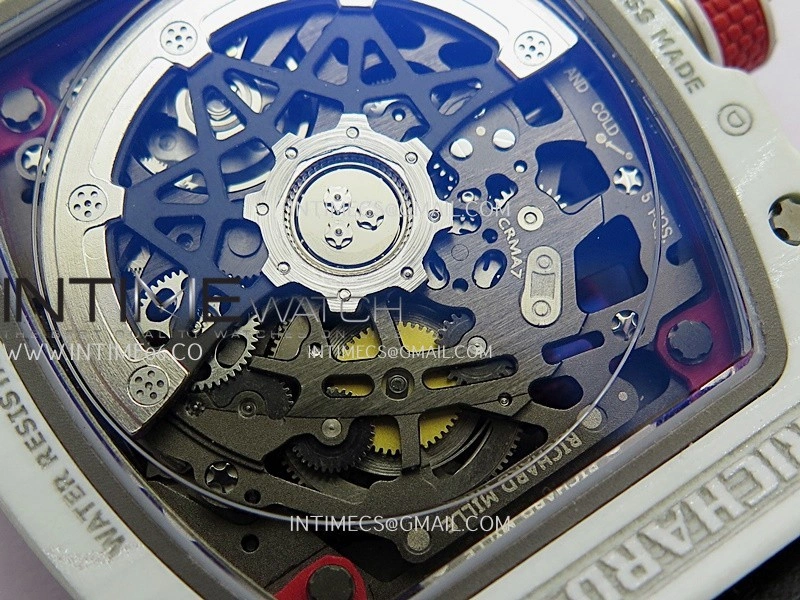 RM67-02 Charles White NTPT Umi Office 1:1 Red White Skeleton Dial On Red Nylon strap CRMA7 Clone V2