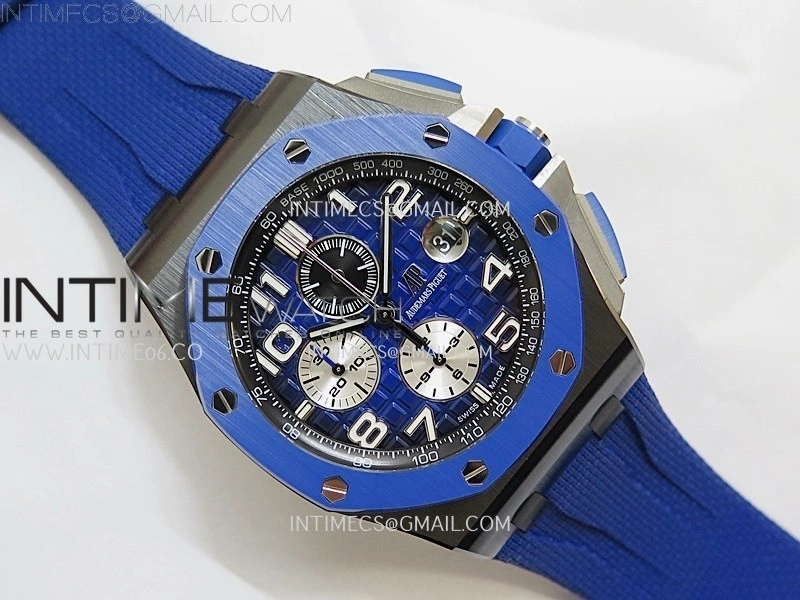 Royal Oak Offshore 44mm Black Ceramic TKF 1:1 Best Edition Blue Dial on Blue Rubber Strap A3126