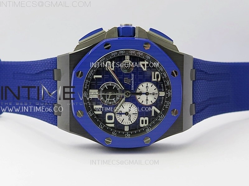 Royal Oak Offshore 44mm Black Ceramic TKF 1:1 Best Edition Blue Dial on Blue Rubber Strap A3126