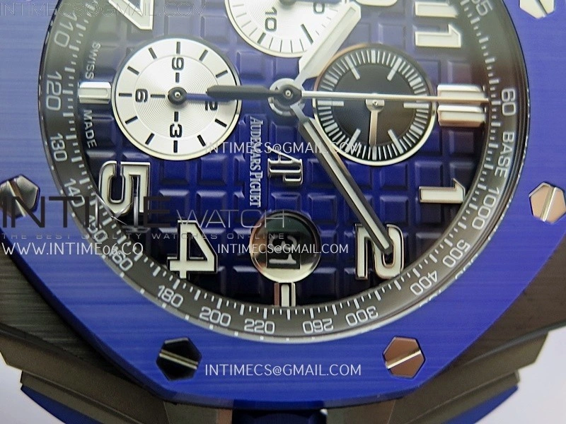 Royal Oak Offshore 44mm Black Ceramic TKF 1:1 Best Edition Blue Dial on Blue Rubber Strap A3126