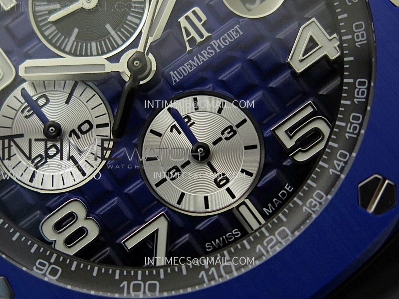Royal Oak Offshore 44mm Black Ceramic TKF 1:1 Best Edition Blue Dial on Blue Rubber Strap A3126