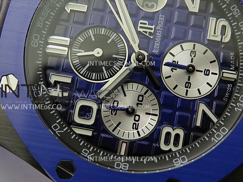 Royal Oak Offshore 44mm Black Ceramic TKF 1:1 Best Edition Blue Dial on Blue Rubber Strap A3126