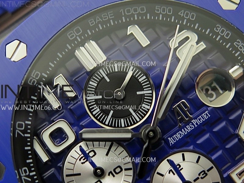 Royal Oak Offshore 44mm Black Ceramic TKF 1:1 Best Edition Blue Dial on Blue Rubber Strap A3126