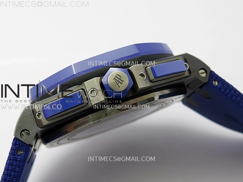 Royal Oak Offshore 44mm Black Ceramic TKF 1:1 Best Edition Blue Dial on Blue Rubber Strap A3126