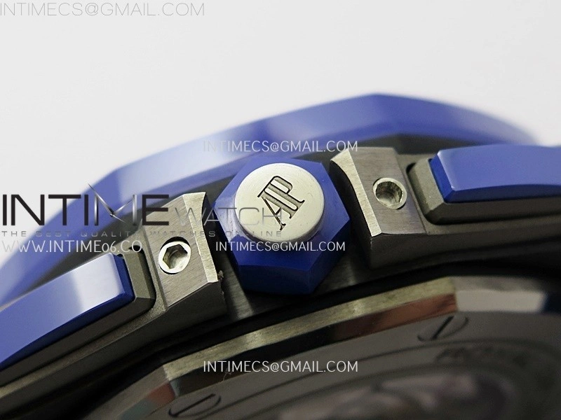Royal Oak Offshore 44mm Black Ceramic TKF 1:1 Best Edition Blue Dial on Blue Rubber Strap A3126