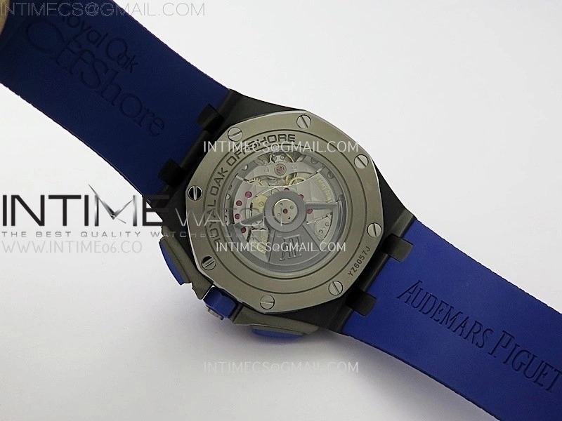 Royal Oak Offshore 44mm Black Ceramic TKF 1:1 Best Edition Blue Dial on Blue Rubber Strap A3126