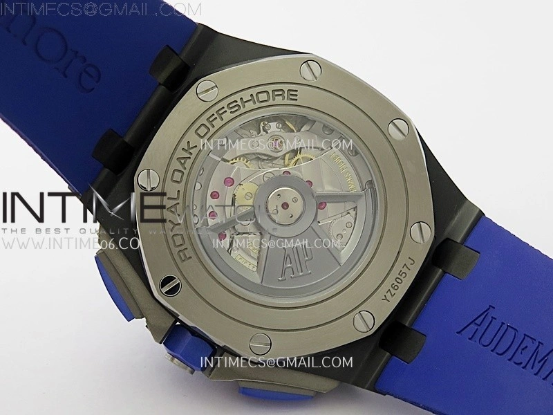 Royal Oak Offshore 44mm Black Ceramic TKF 1:1 Best Edition Blue Dial on Blue Rubber Strap A3126