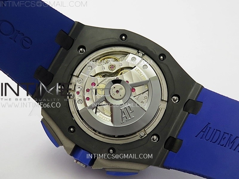 Royal Oak Offshore 44mm Black Ceramic TKF 1:1 Best Edition Blue Dial on Blue Rubber Strap A3126