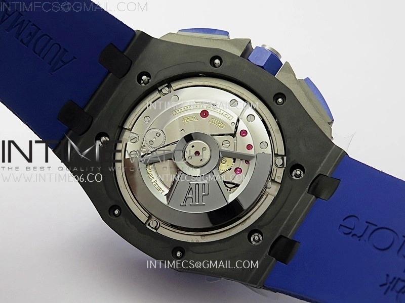 Royal Oak Offshore 44mm Black Ceramic TKF 1:1 Best Edition Blue Dial on Blue Rubber Strap A3126