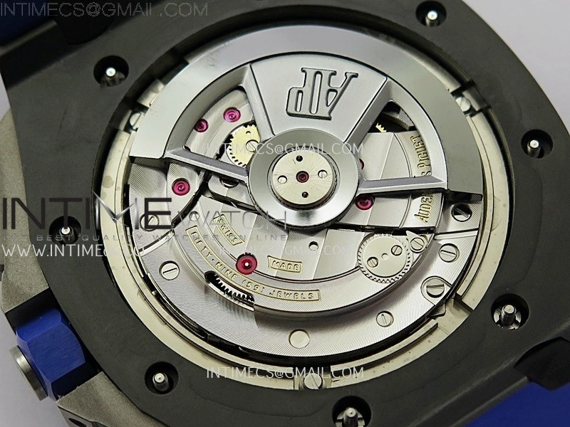 Royal Oak Offshore 44mm Black Ceramic TKF 1:1 Best Edition Blue Dial on Blue Rubber Strap A3126