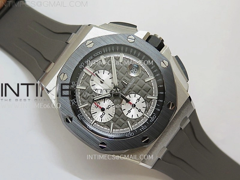 Royal Oak Offshore 44mm SS TKF Best Edition Gray Dial Ceramic Bezel on Gray Rubber Strap A3126