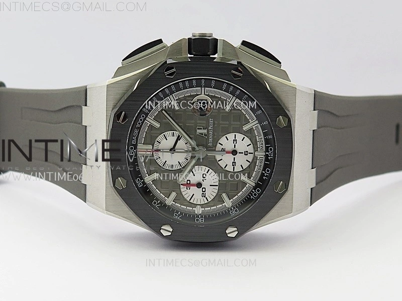Royal Oak Offshore 44mm SS TKF Best Edition Gray Dial Ceramic Bezel on Gray Rubber Strap A3126